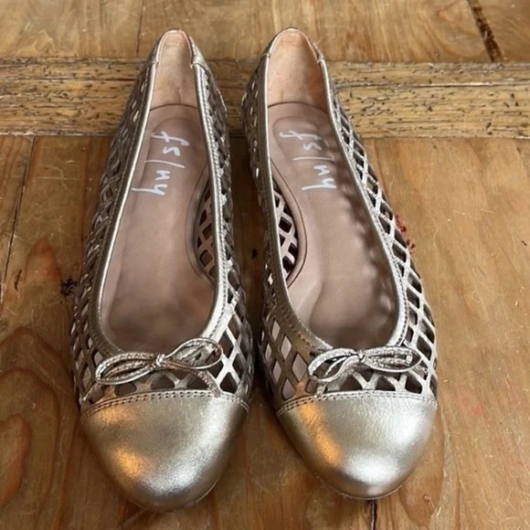 FS/NY French Sole New York Lattice Cap Toe Leather Ballet Flats 6 - Picture 2 of 9